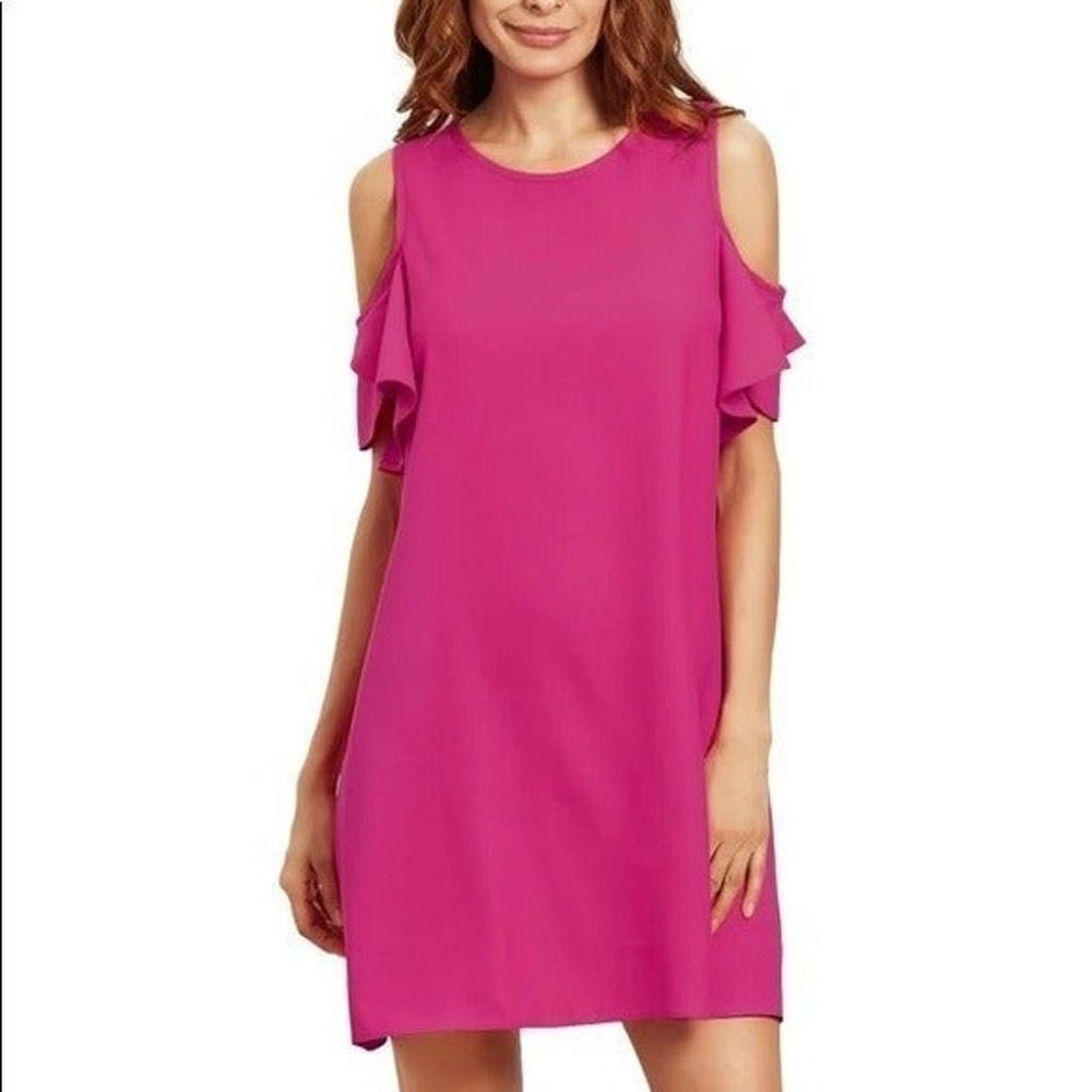 Everly For Francesca's Small Hot Pink Cold Shoulder Dress